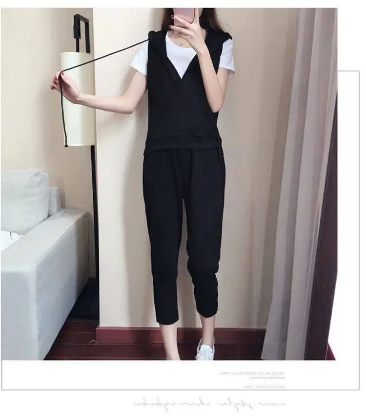 Women's 3-Piece Black Vest & Cropped Pants Set — feature 11