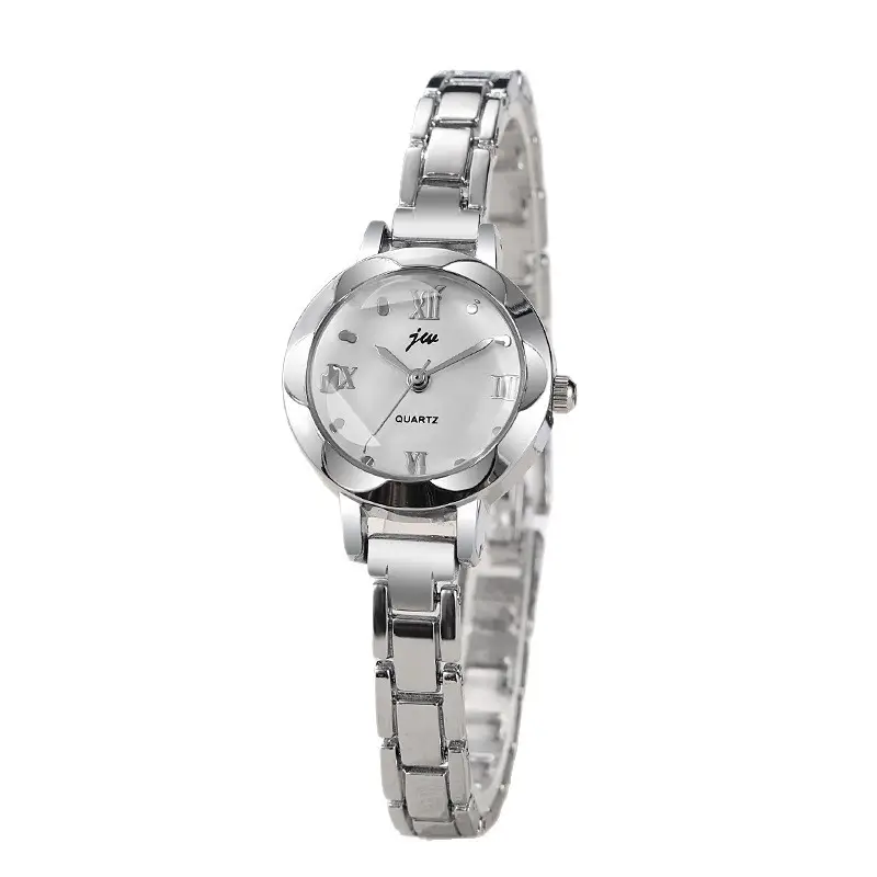 New Style Fashionable Women's Watch Female Student Compact Round Steel Band Trendy Temperament Electronic Quartz Watch Wholesale
