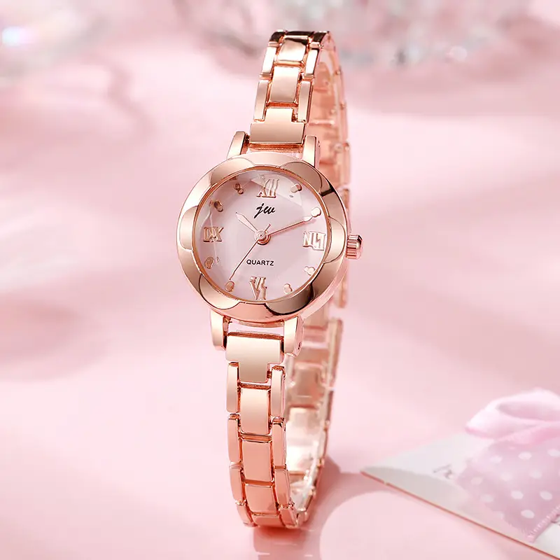 New Style Fashionable Women's Watch Female Student Compact Round Steel Band Trendy Temperament Electronic Quartz Watch Wholesale