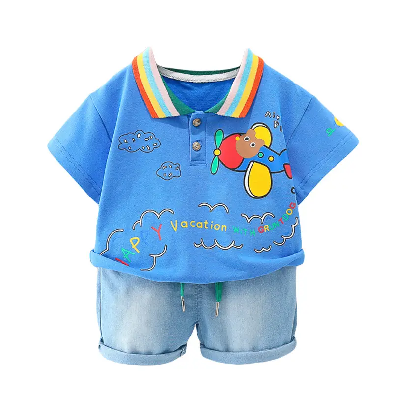 Foreign trade boys rainbow T-shirt shorts set - Image 8