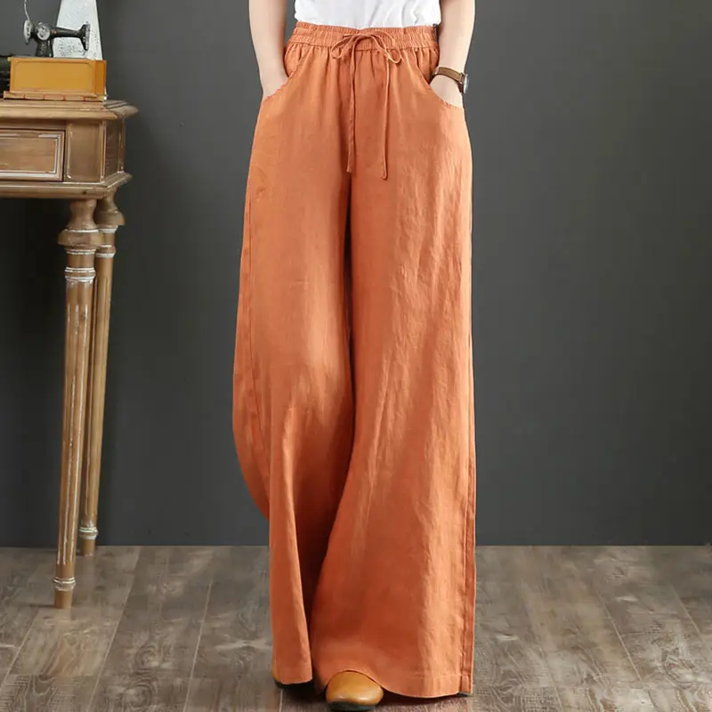 2026 Summer Linen Wide Leg Pants Loose Plus Size - Image 6