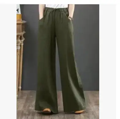 2026 Summer Linen Wide Leg Pants Loose Plus Size - Image 8