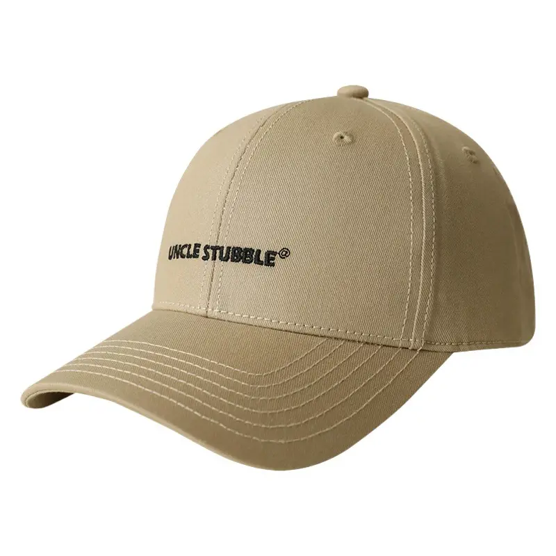 Uncle Stubble Beige Letter Embroidered Baseball Cap