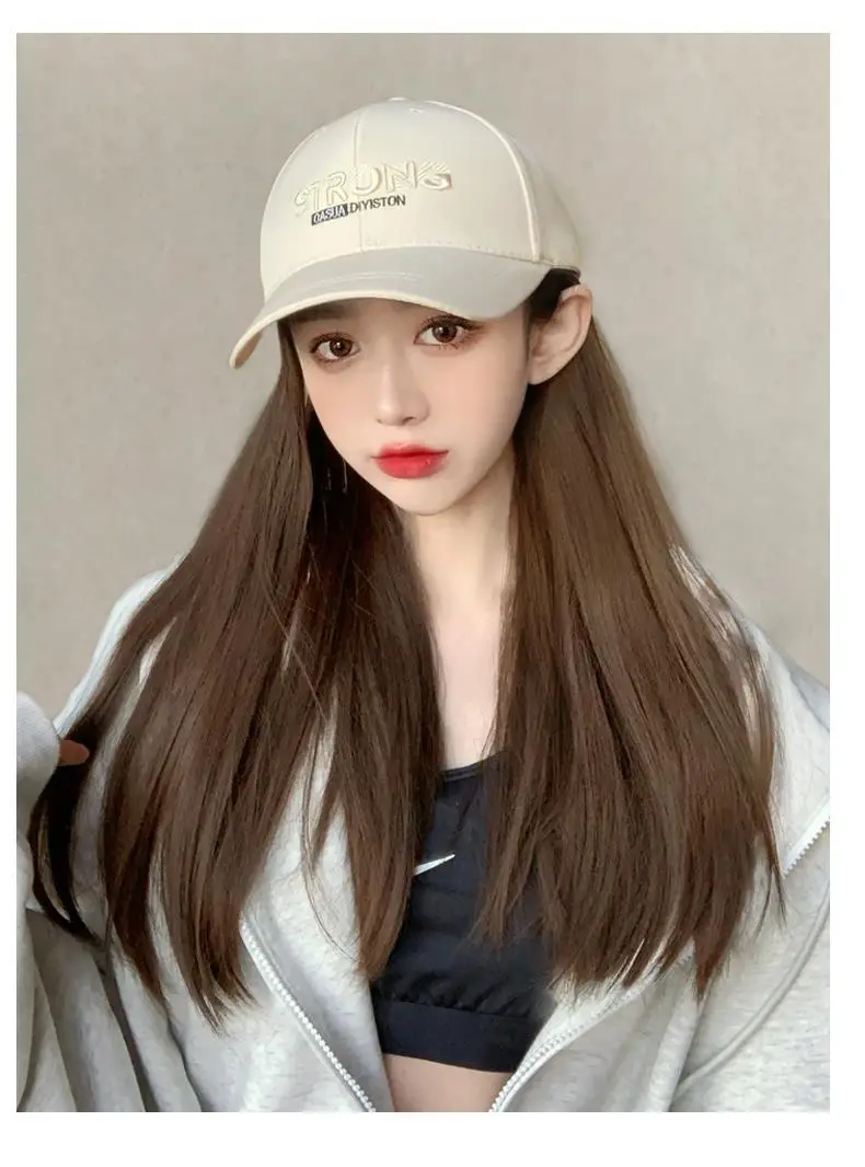 Women's Long Straight Hair Embroidered Cap Wig — feature 10