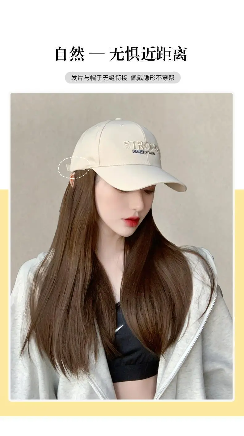 Women's Long Straight Hair Embroidered Cap Wig — feature 5
