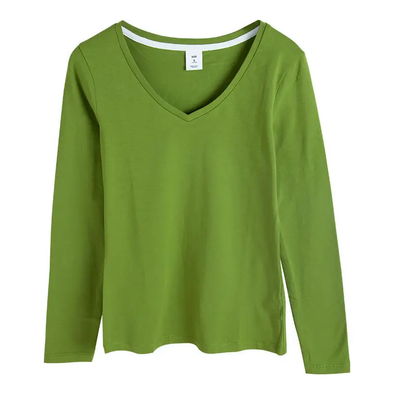 Women V-neck Korean Slim Long Sleeve White Top - Image 7