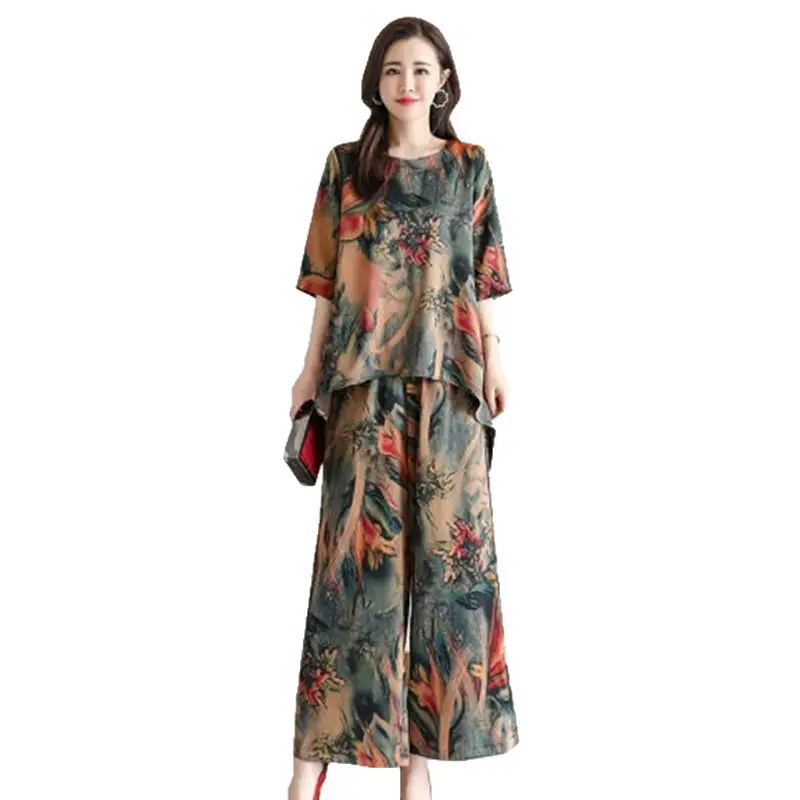 2026 Women's Printed Wide Leg Pants Suit Set - Image 7