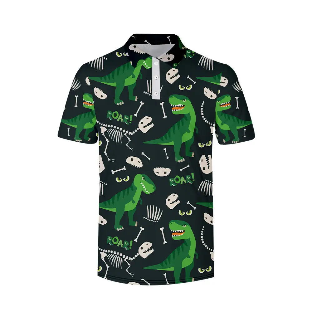 2022 Summer Cartoon Monster Print Polo Shirt for Women