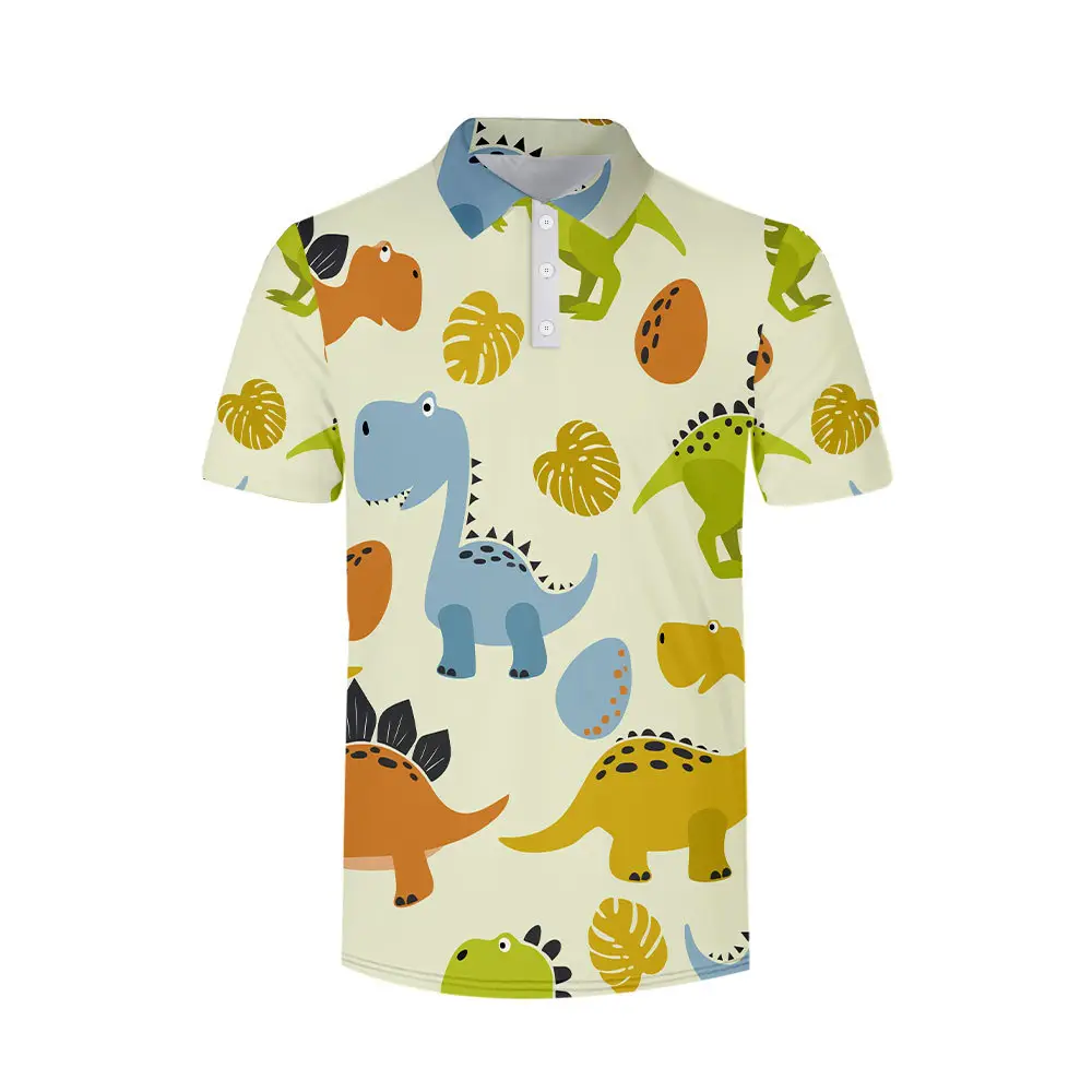 2022 Summer Cartoon Monster Print Polo Shirt for Women