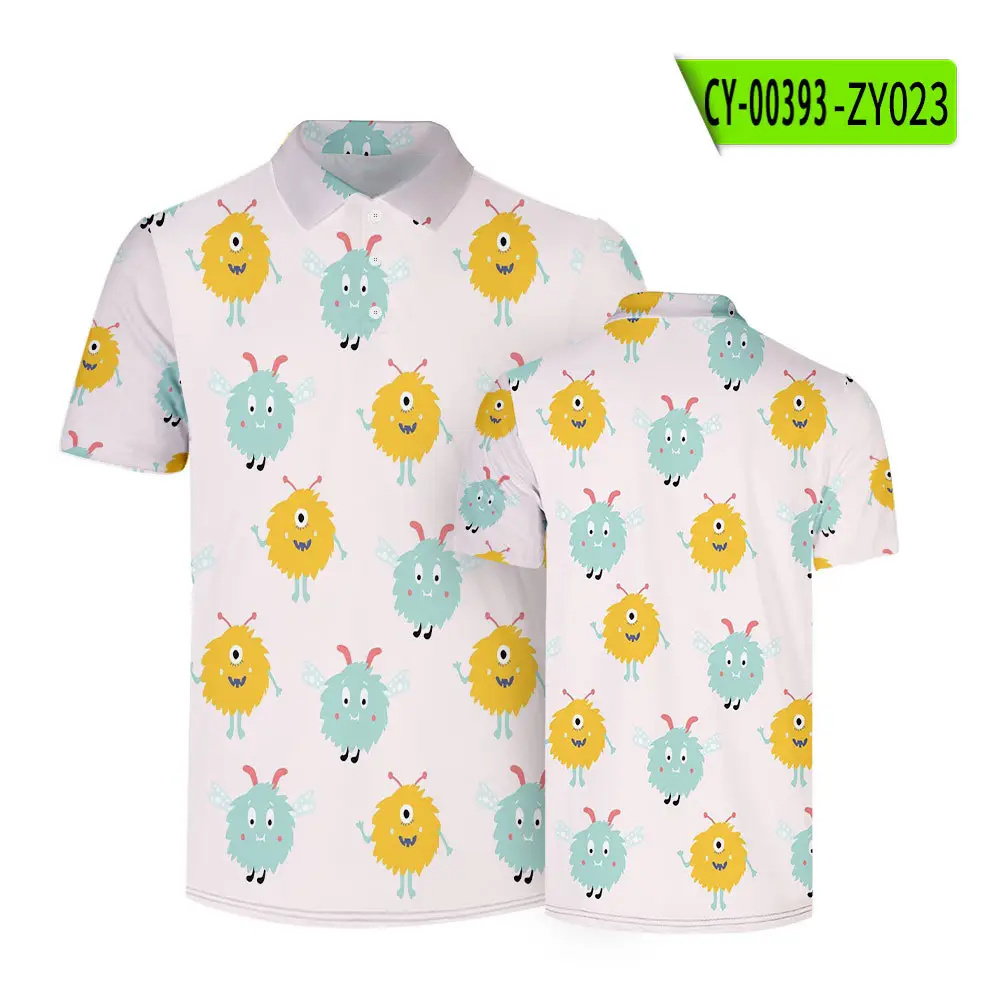 2022 Summer Cartoon Monster Print Polo Shirt for Women