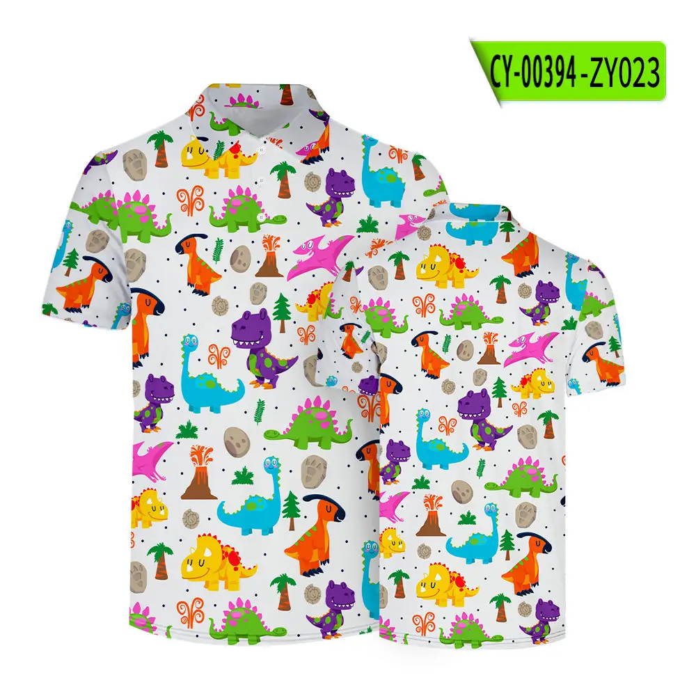 2022 Summer Cartoon Monster Print Polo Shirt for Women