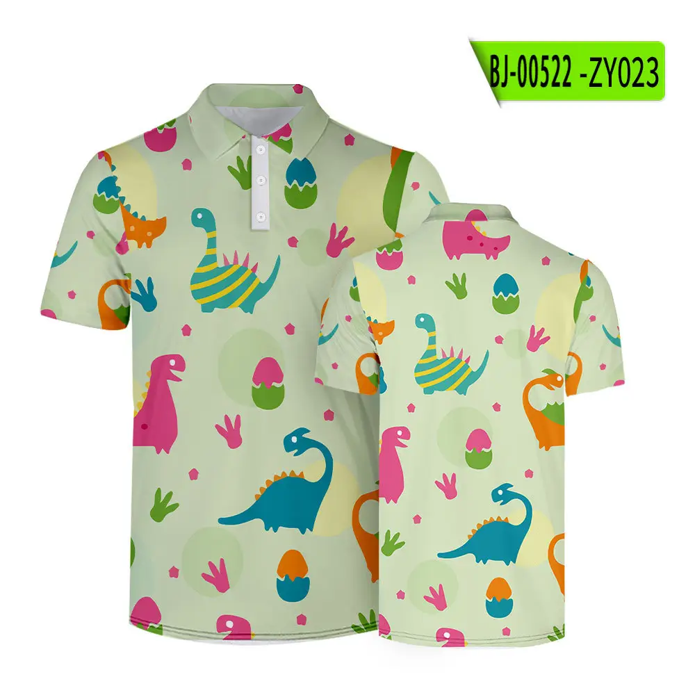 2022 Summer Cartoon Monster Print Polo Shirt for Women