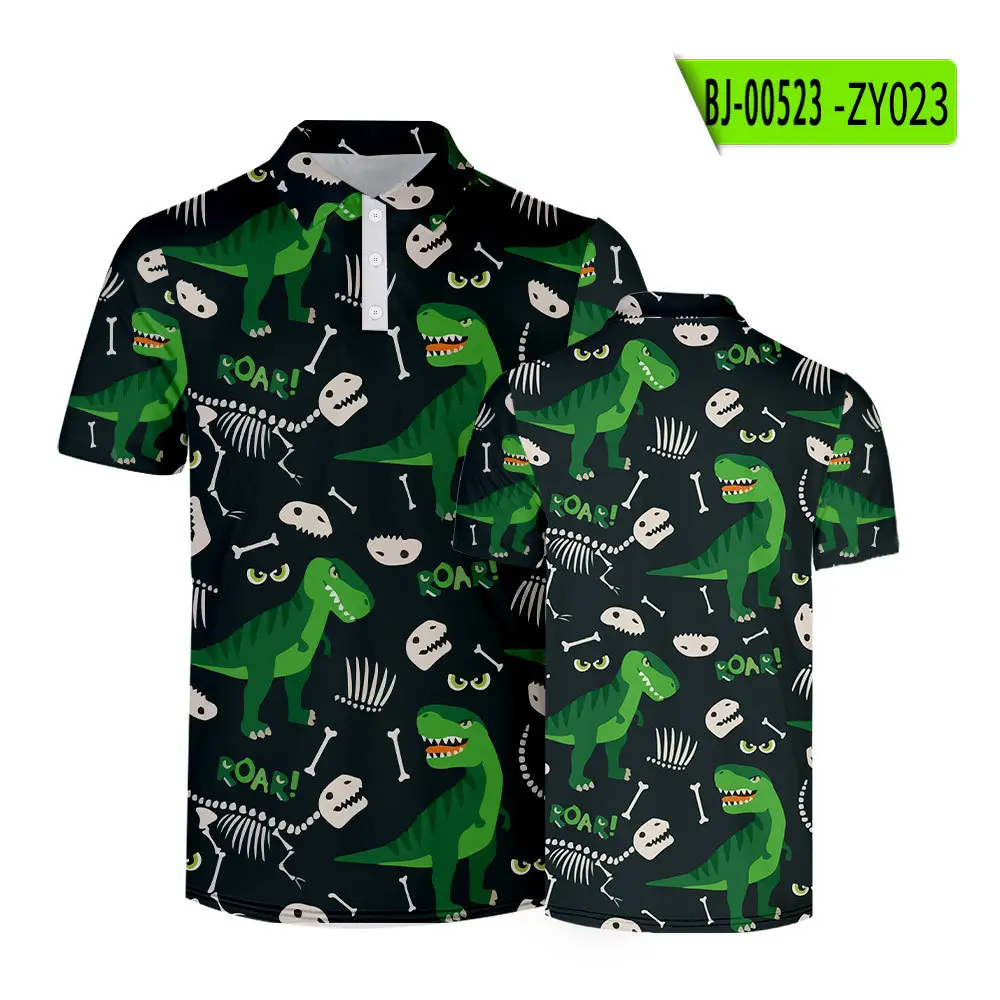 2022 Summer Cartoon Monster Print Polo Shirt for Women