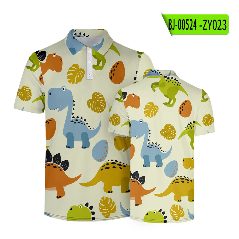 2022 Summer Cartoon Monster Print Polo Shirt for Women