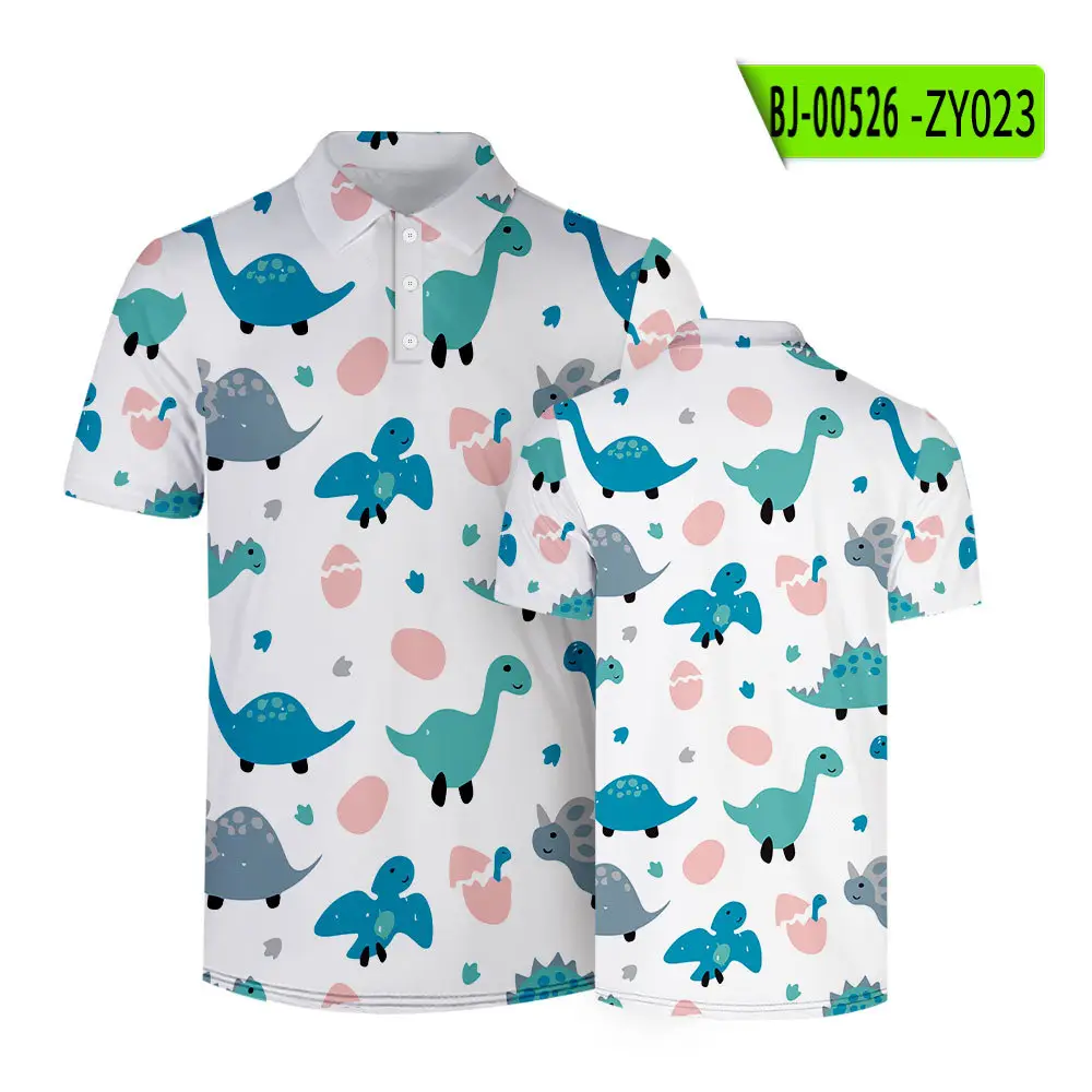 2022 Summer Cartoon Monster Print Polo Shirt for Women