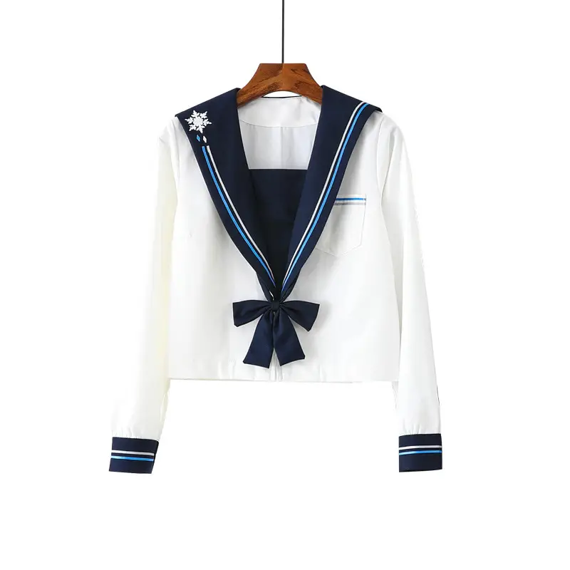Women's Navy White School Uniform with Snowflake Embroidery - Image 2
