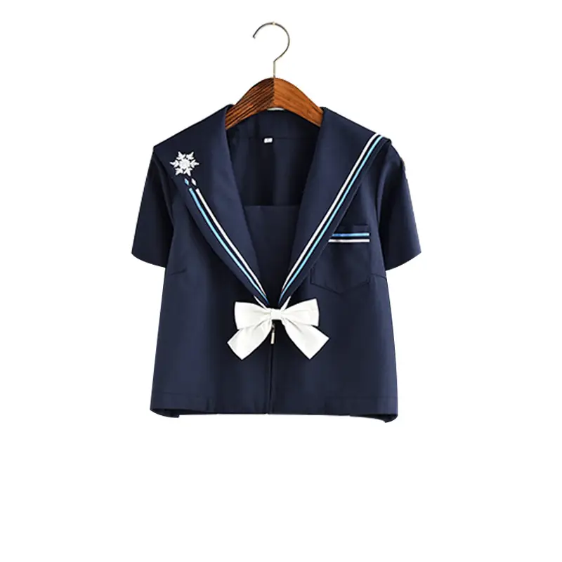Women's Navy White School Uniform with Snowflake Embroidery - Image 3