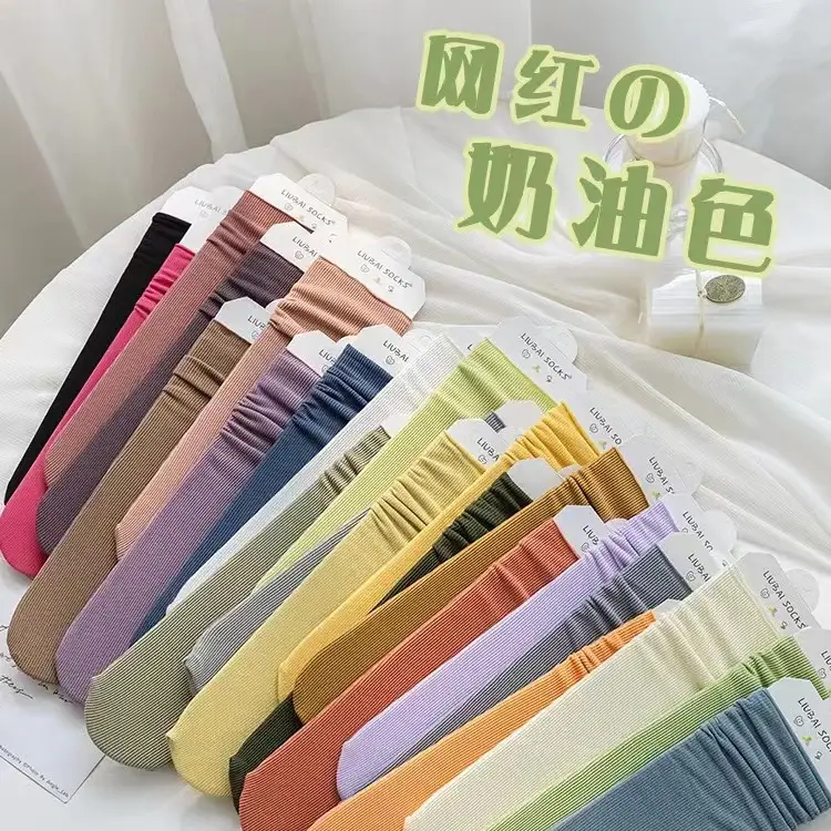 Ice ice socks women wholesale summer summer thin tube socks black and white pile socks women ice stockings summer stockings