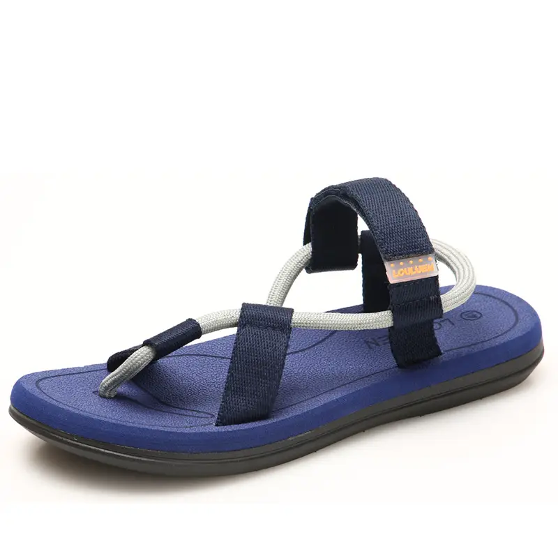 Men's Cross Strap Sandals Brown Leather Summer