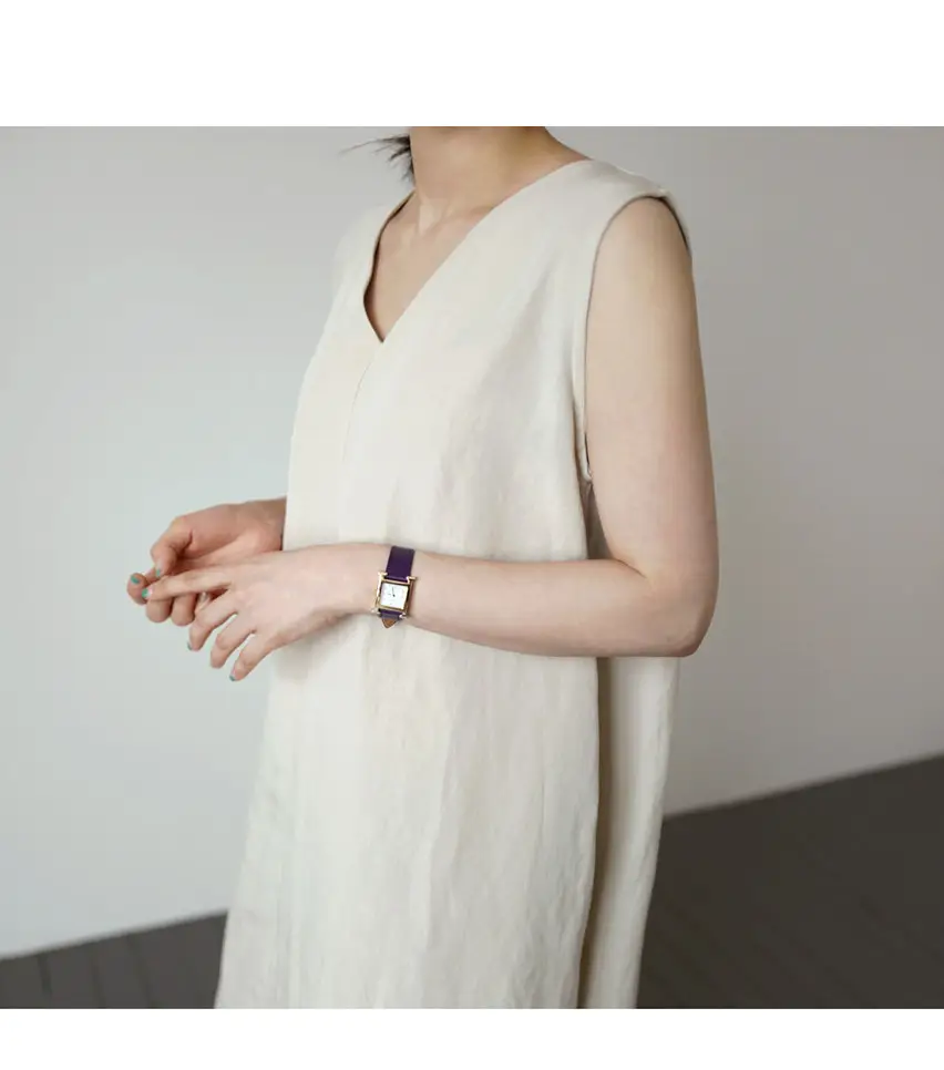 2022 Sleeveless V-Neck Linen Vest Dress Cream — feature 12