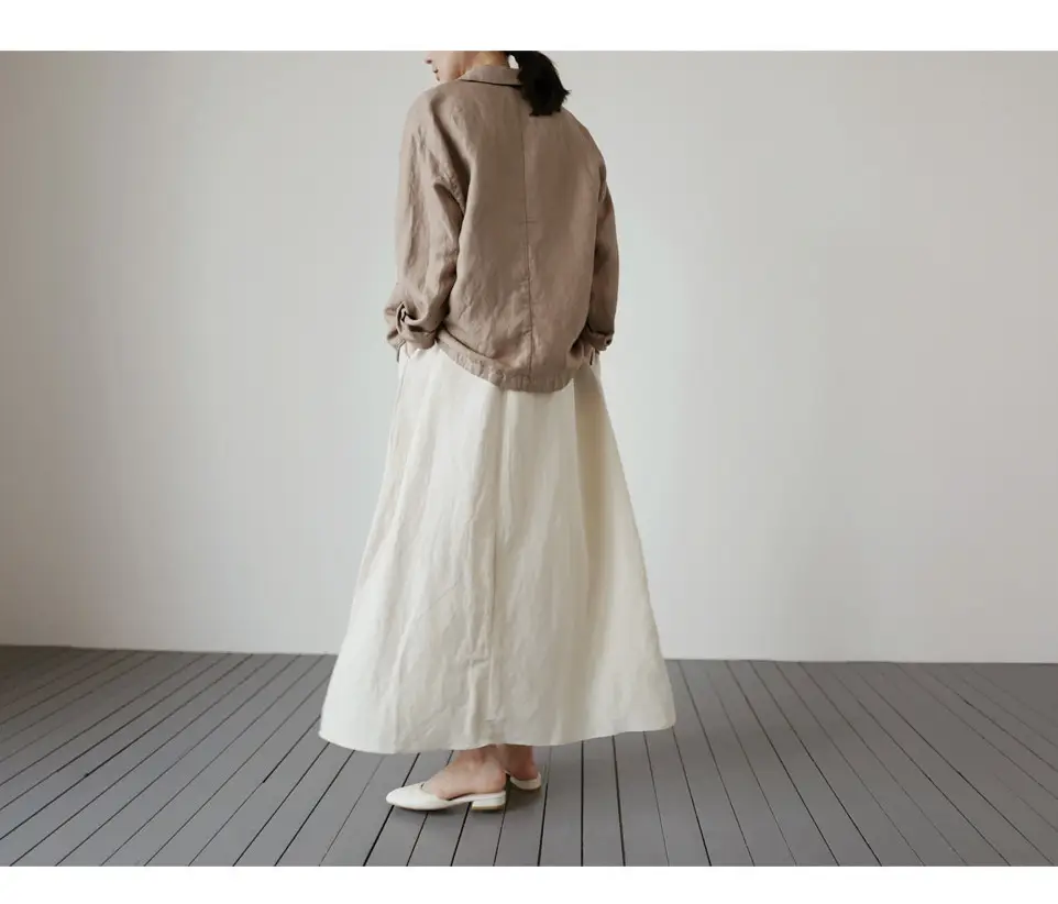 2022 Sleeveless V-Neck Linen Vest Dress Cream — feature 8