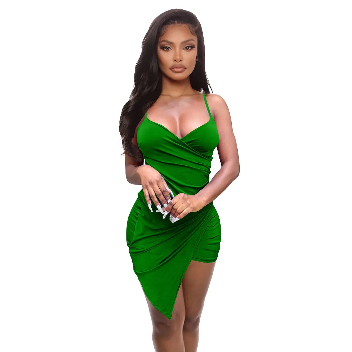 2023 Green V-Neck Nightwear Dress for Women