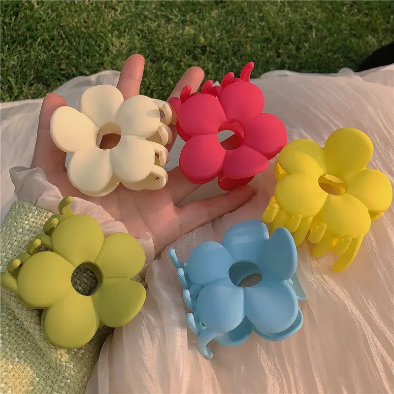 Frosted Rubber Flower Hair Clips for Girls - Image 8