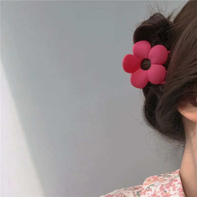 Frosted Rubber Flower Hair Clips for Girls - Image 9