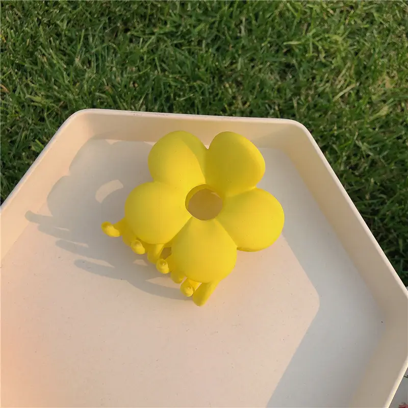 Frosted Rubber Flower Hair Clips for Girls - Image 4