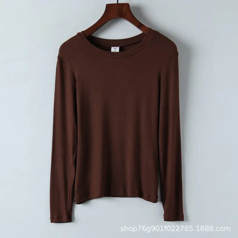 Women Long Sleeve T-Shirt Beige Casual Spring Summer - Image 6
