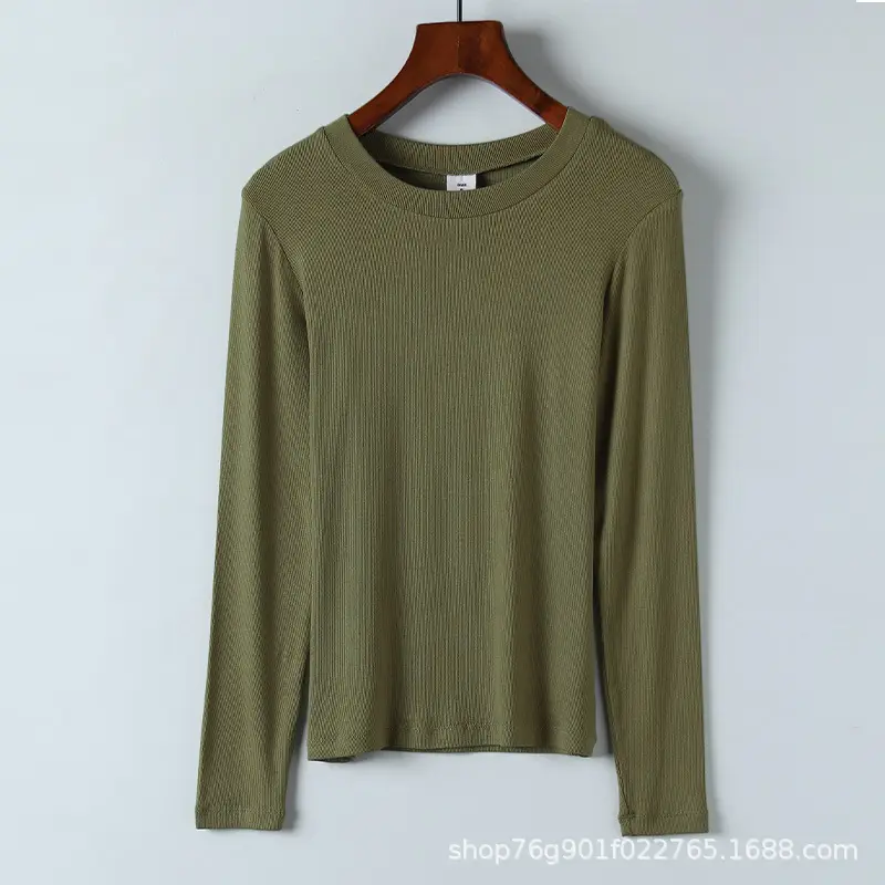 Women Long Sleeve T-Shirt Beige Casual Spring Summer - Image 7