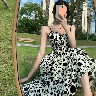 Black Square Neck Long Skirt Dress for Women — feature 63