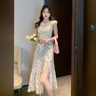 Black Square Neck Long Skirt Dress for Women — feature 9