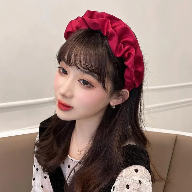 Black Satin Wide Bristle Hairband for Women - Image 6