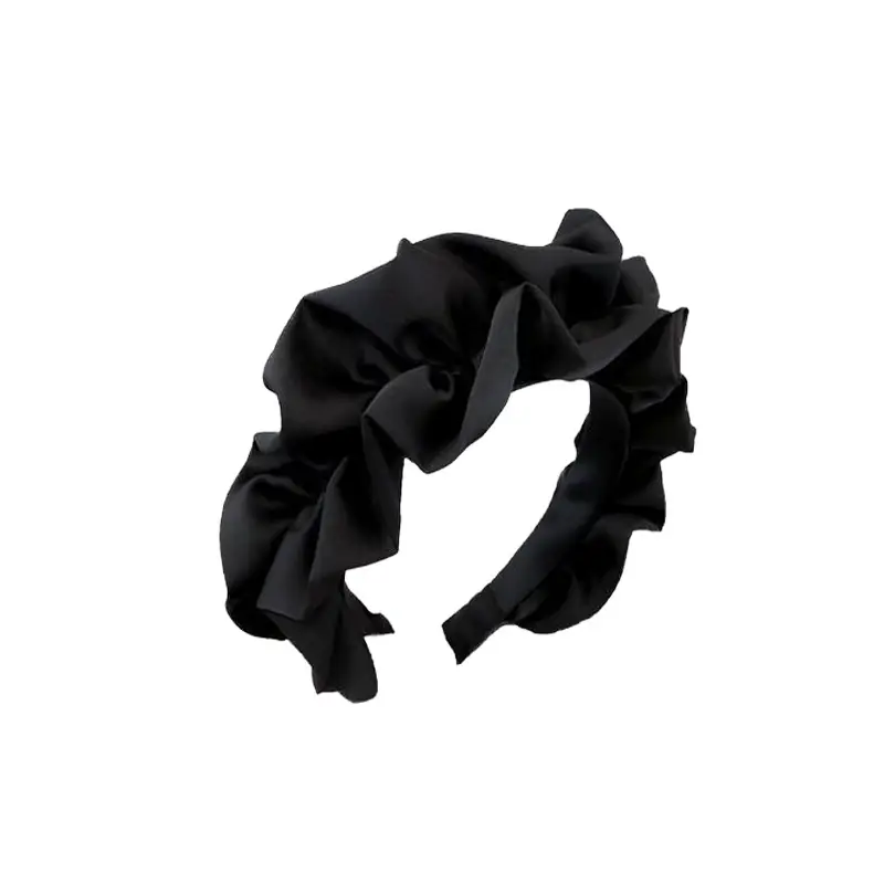 Black Satin Wide Bristle Hairband for Women - Image 8