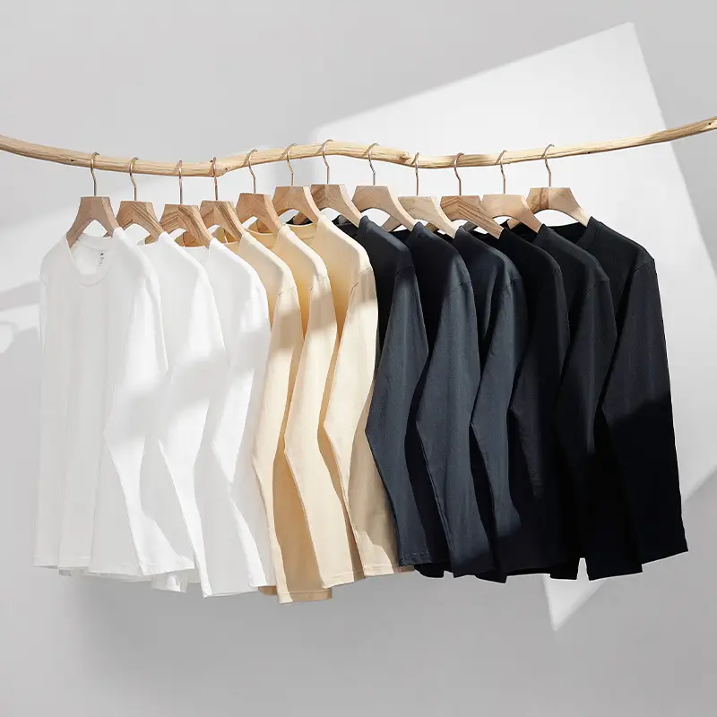 Men Cotton Plain Long Sleeve T-Shirt Grey