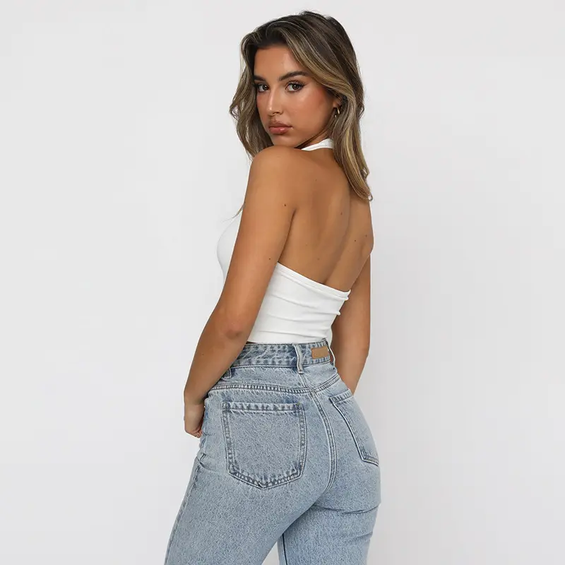 Women's White Backless V-Neck Top Summer 2025 - Image 5