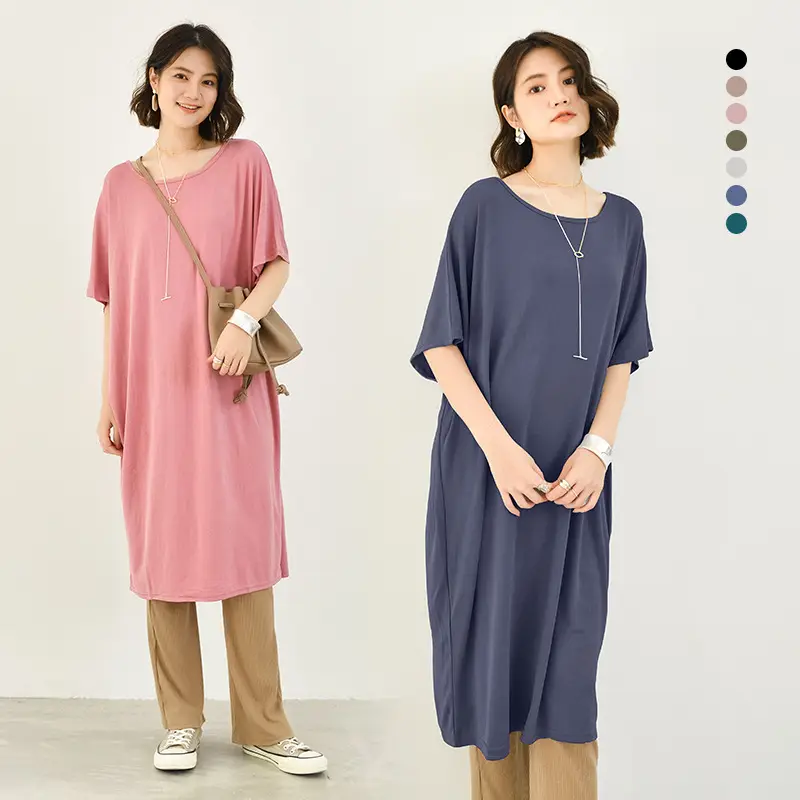Women's Loose Fit Summer Dress Modal Beige - Image 8