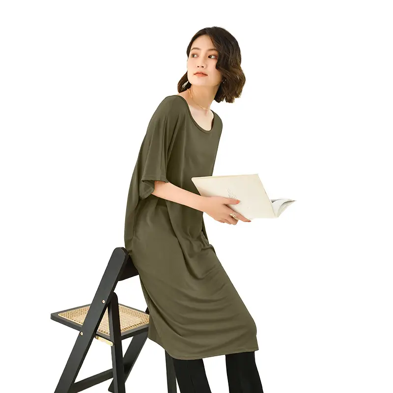 Women's Loose Fit Summer Dress Modal Beige - Image 12