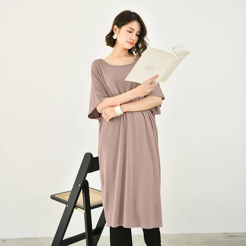 Women's Loose Fit Summer Dress Modal Beige - Image 3