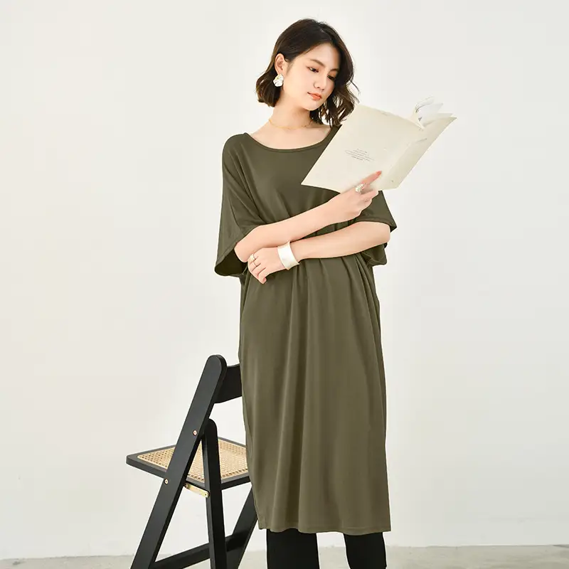 Women's Loose Fit Summer Dress Modal Beige - Image 4