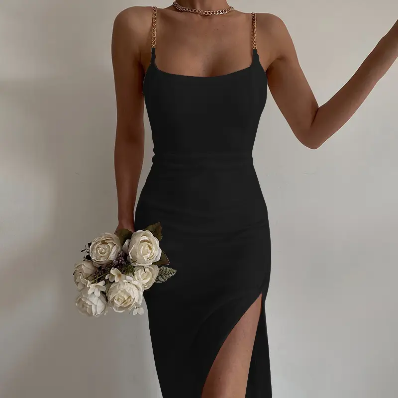 Black Sexy Slit Long Dress for Women - Image 4