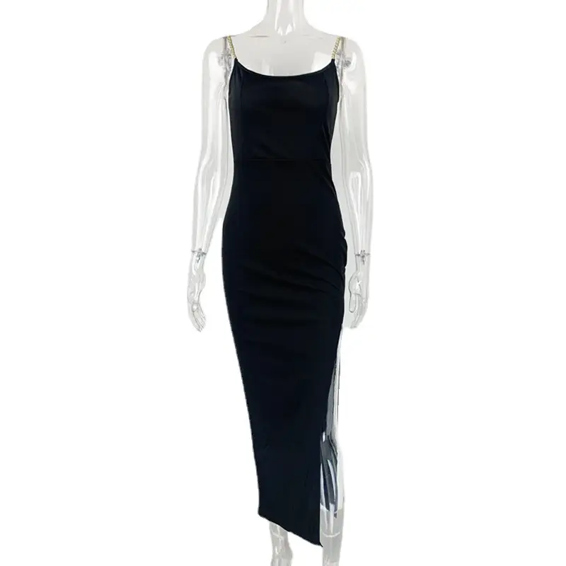 Black Sexy Slit Long Dress for Women - Image 6