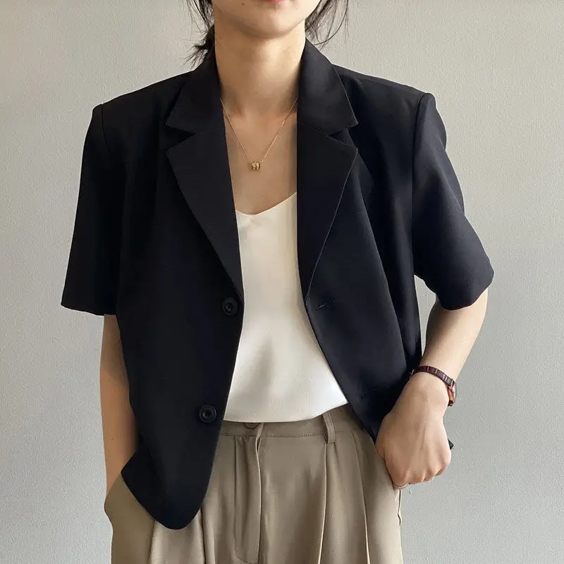 Women Thin Korean Style Short Sleeve Blazer Top 2026 - Image 7