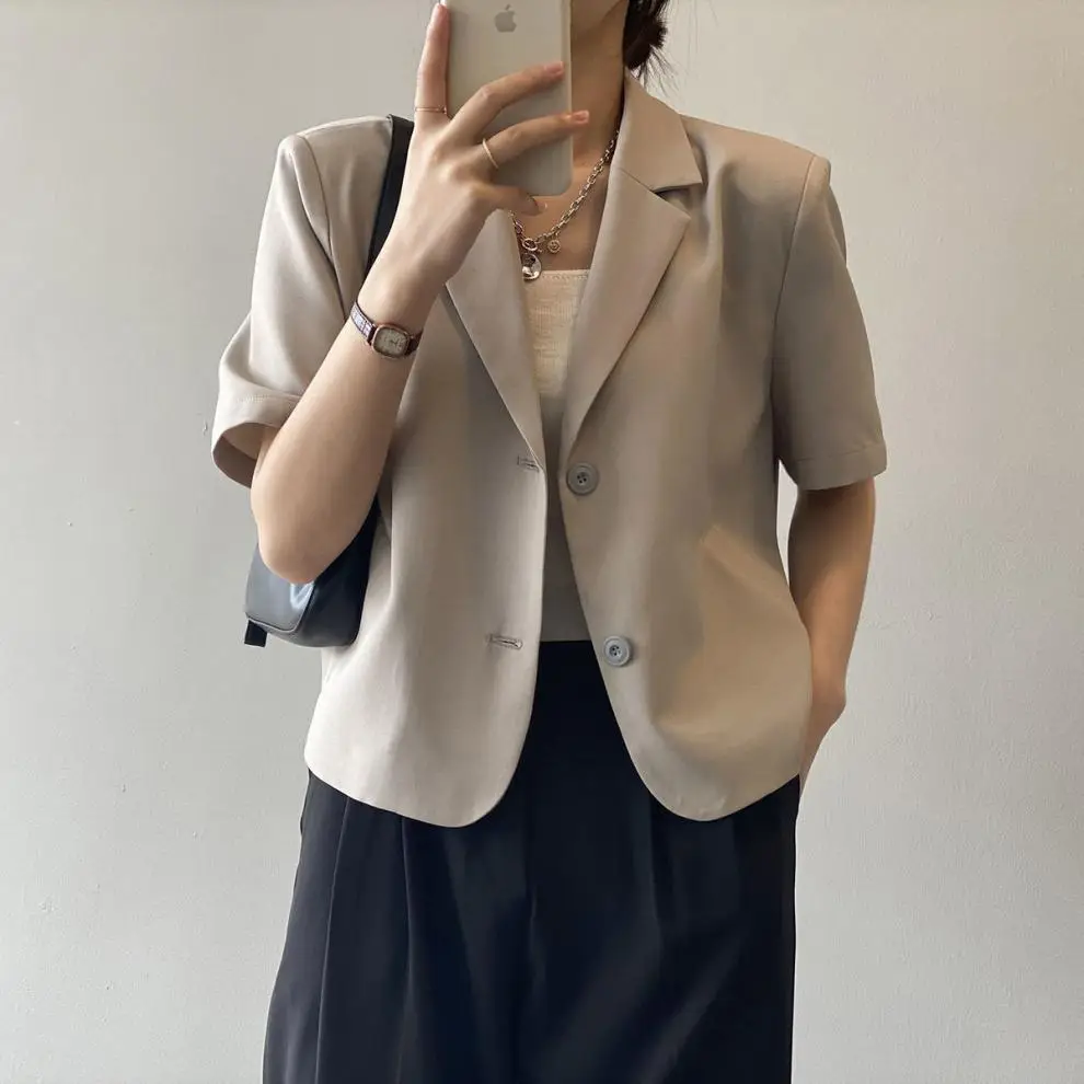 Women Thin Korean Style Short Sleeve Blazer Top 2026 — feature 10