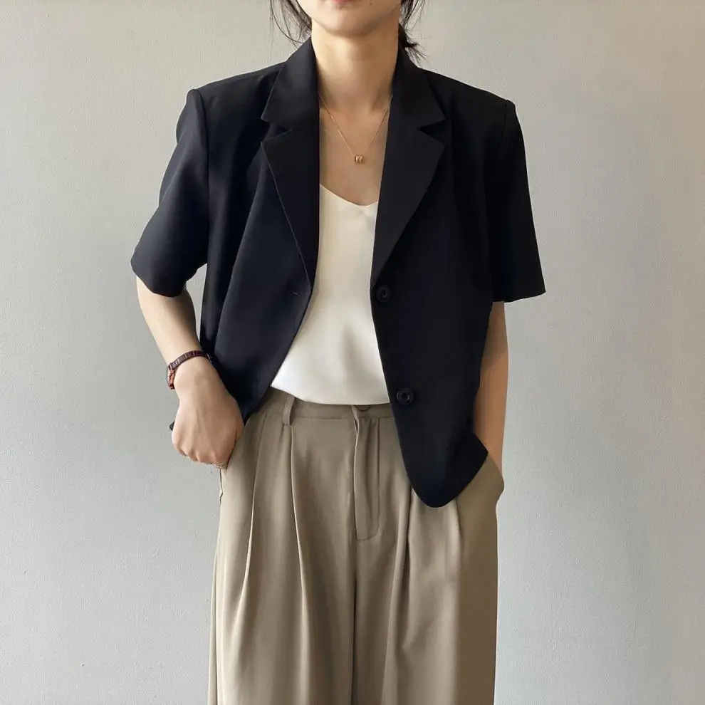 Women Thin Korean Style Short Sleeve Blazer Top 2026 — feature 13