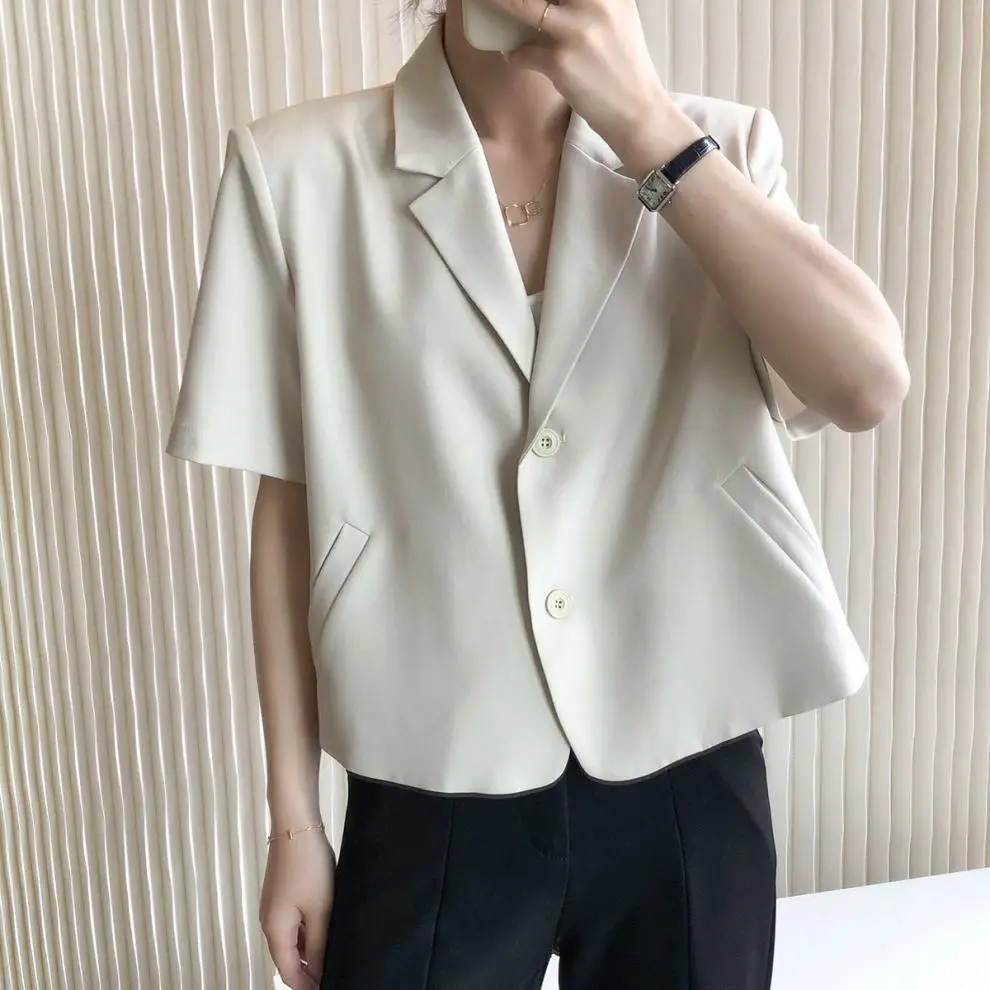Women Thin Korean Style Short Sleeve Blazer Top 2026 — feature 17