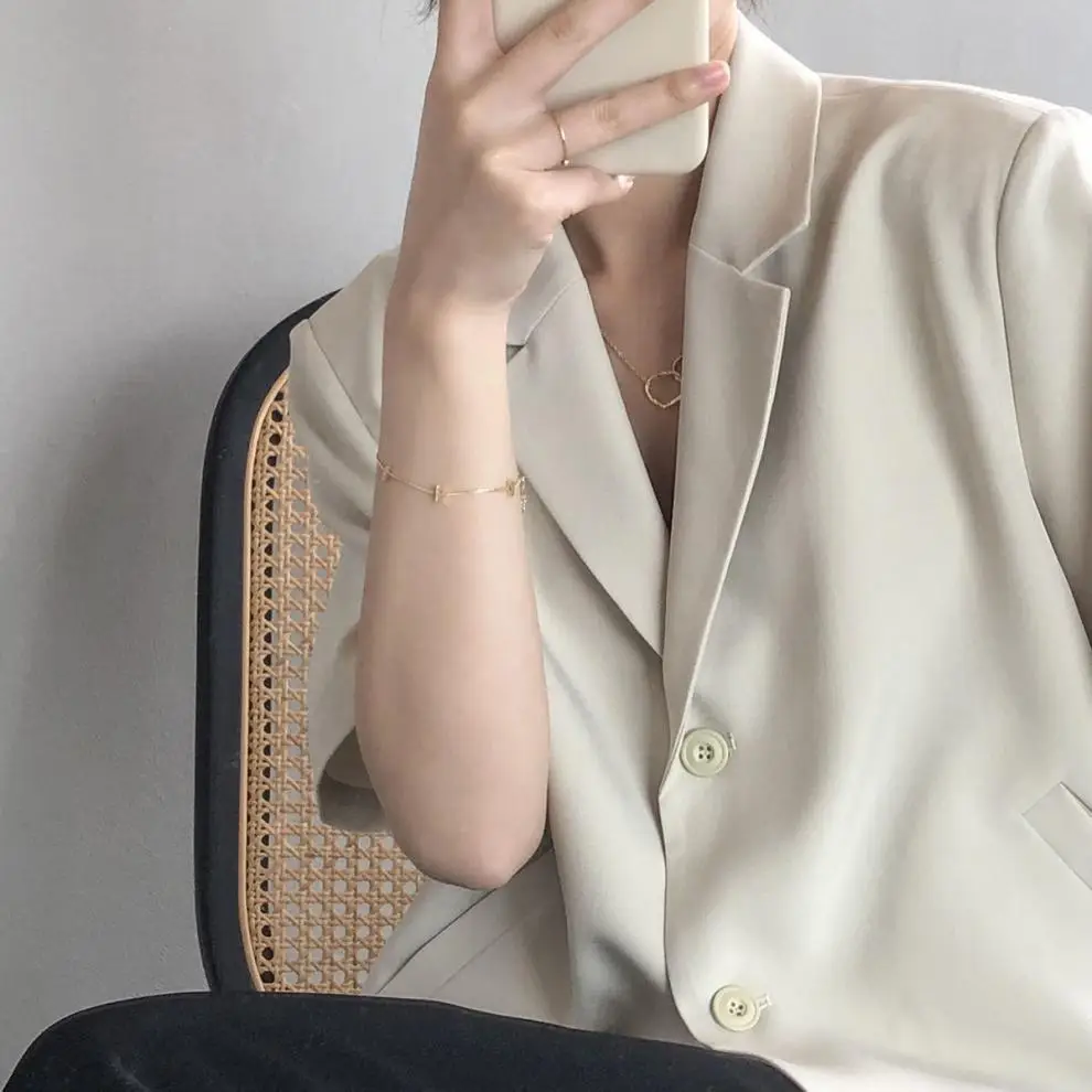 Women Thin Korean Style Short Sleeve Blazer Top 2026 — feature 19