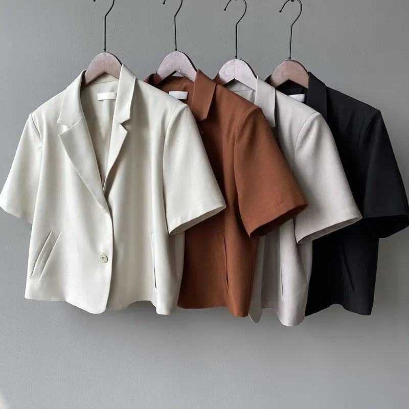 Women Thin Korean Style Short Sleeve Blazer Top 2026 — feature 2
