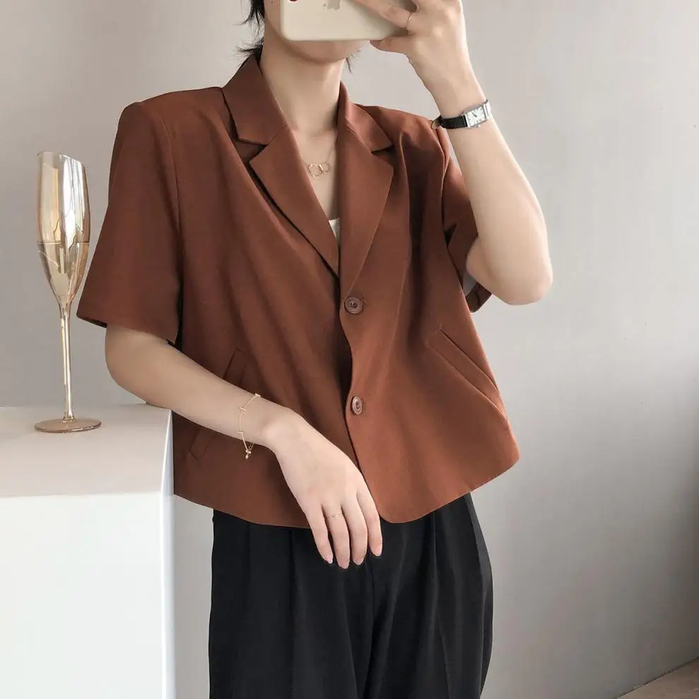 Women Thin Korean Style Short Sleeve Blazer Top 2026 — feature 21